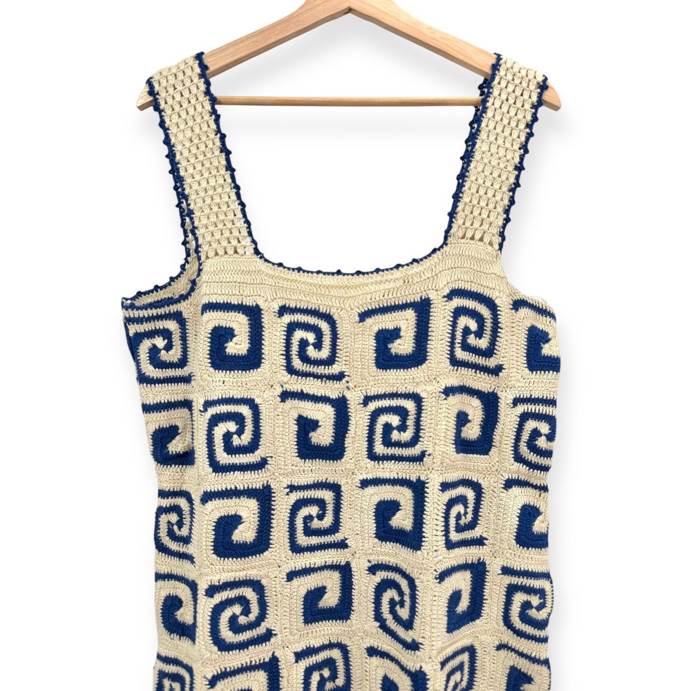 NWT Rhode Goldie Crochet Mini Dress In Blue Swirl $475 - Size Medium - Picture 8 of 13